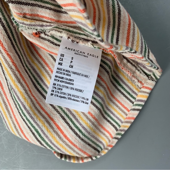 American Eagle Striped Smocked Halter Linen Top S - Picture 6 of 10